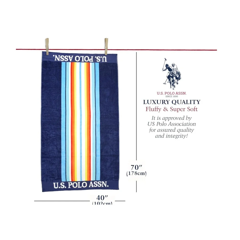 U.S. Polo Assn. Oversized Striped Nautical Beach Towel